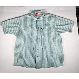 Wrangler Mens 3X Short Sleeve Plaid Button Down Shirt Blue Brown NSP2BWB